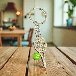 Tennis Racket Key Holder Bag Charm Rhinestone NWT